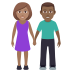 👩🏽‍🤝‍👨🏾 woman and man holding hands: medium skin tone, medium-dark skin tone display on JoyPixels